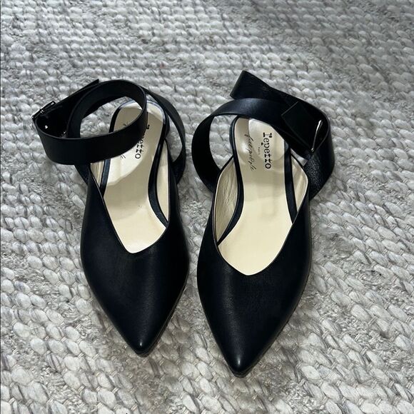 Repetto Black Ankle Strap Flats - Picture 3 of 9